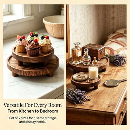 Knowearth 6 PCS Wooden Risers for Display Wood Pedestal Stand Round Mini Tray Stand Rustic Riser Tray Tiered Tray Decor for Party, Wedding, Birthday, Baby Shower (6/8 in)