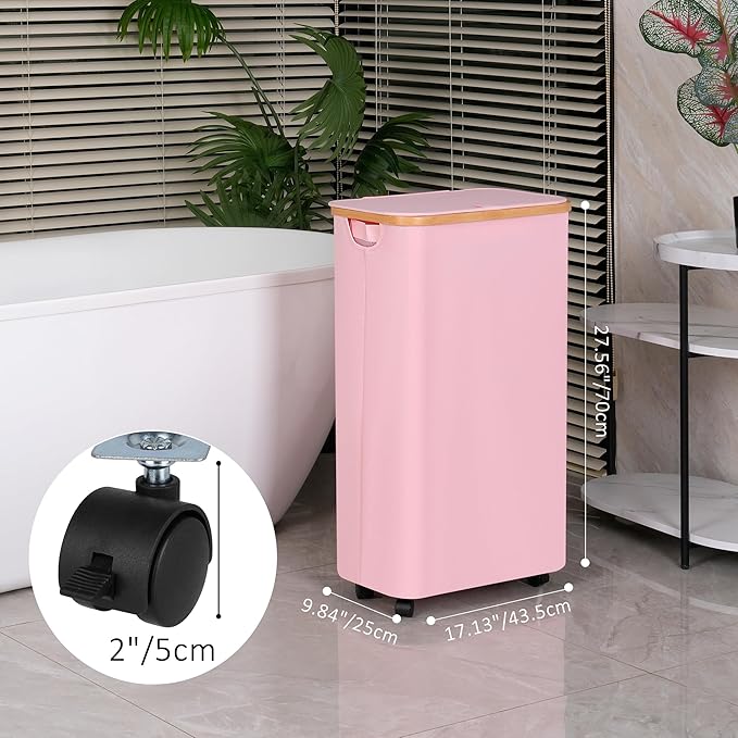 75L Laundry Basket with Wheels, Clothes Hamper