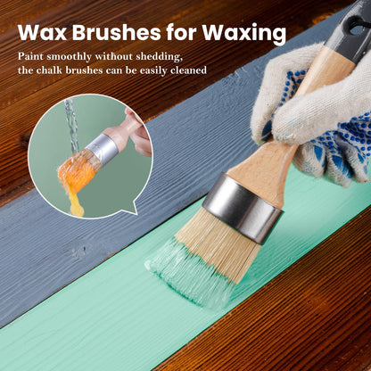 Mister Rui Chalk Wax Paint Brush, 5pcs, Wax Brushes for Waxing and Stenciling, Natural Bristles Round Paint Brushes, Ideal for DIY Home Decor, Art Crafts