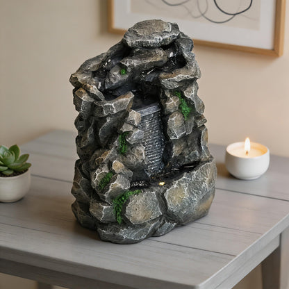 WZAPPKEW Waterfall Fountain Indoor Water Fall Theme Tabletop Zen Fountain for Home Decor Desk Fountain for Relaxation Meditation(Waterfall)