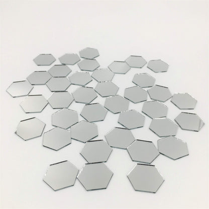 NUO RUI 1'' Hexagonal Mirror Mosaic Tiles Craft Mirror Pieces Bulk 100 Pieces for Craft Projects Home Decor