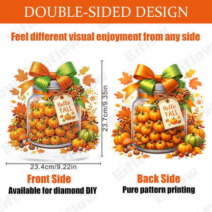 Eiflow Desktop Diamond Art Table Top Kit for Adults Fall Pumpkins, DIY Tabletop Diamond Art Painting with Stand, Acrylic Stand Up Gem Painting Board Kit (Happy Fall)