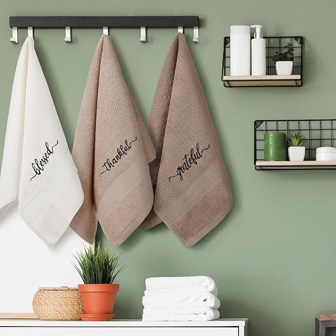 Peryiter 3 Pcs Farmhouse Bathroom Decor Hand Towels 14x29 Inch Cotton Bath