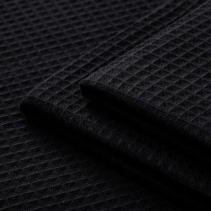 Encasa XO Kitchen Dish Towels Set | Black | Waffle Weave and Flat Hand Tea