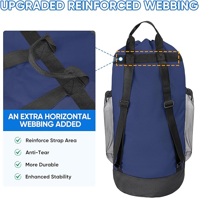 BALEINE 2PK 120L Laundry Bag Backpack, 900D Oxford Fabric Large Travel Laundry