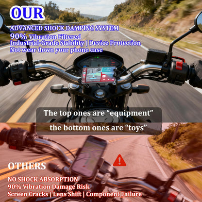 LOKTENWO Motorcycle Phone Mount with Vibration Dampener & High-Speed Secure Lock, Anti-Theft ATV Scooter Motorcycle Handlebar Phone Holder for 5.4” to 7.2” Smartphone