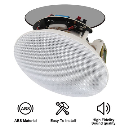 Herdio 6.5'' Bluetooth in Wall in Ceiling Speakers 600W 2-Way Flush Mount Speakers System with Wall Amplifier Receiver for Home Theater Office (2Pairs, Paintable-Grille)