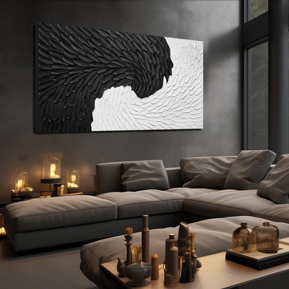 WVMAPTA Minimalism Canvas Wall Art for Dining Room Black and White Artwork for Wall Office Large Abstract Painting Wall Art for Living Room 29 x 58 Inch