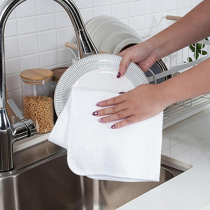 POLYTE Premium Microfiber Kitchen Dish Hand Towel Waffle Weave 12 Pack