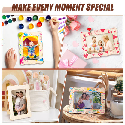 Fovths 30 Pieces Wooden Picture Frame Unfinished Wood Photo Frames 4x6 Inch Wavy Edge DIY Picture Frame Set with PVC Cover for Photos Postcard Craft DIY Art Projects, Home Decor