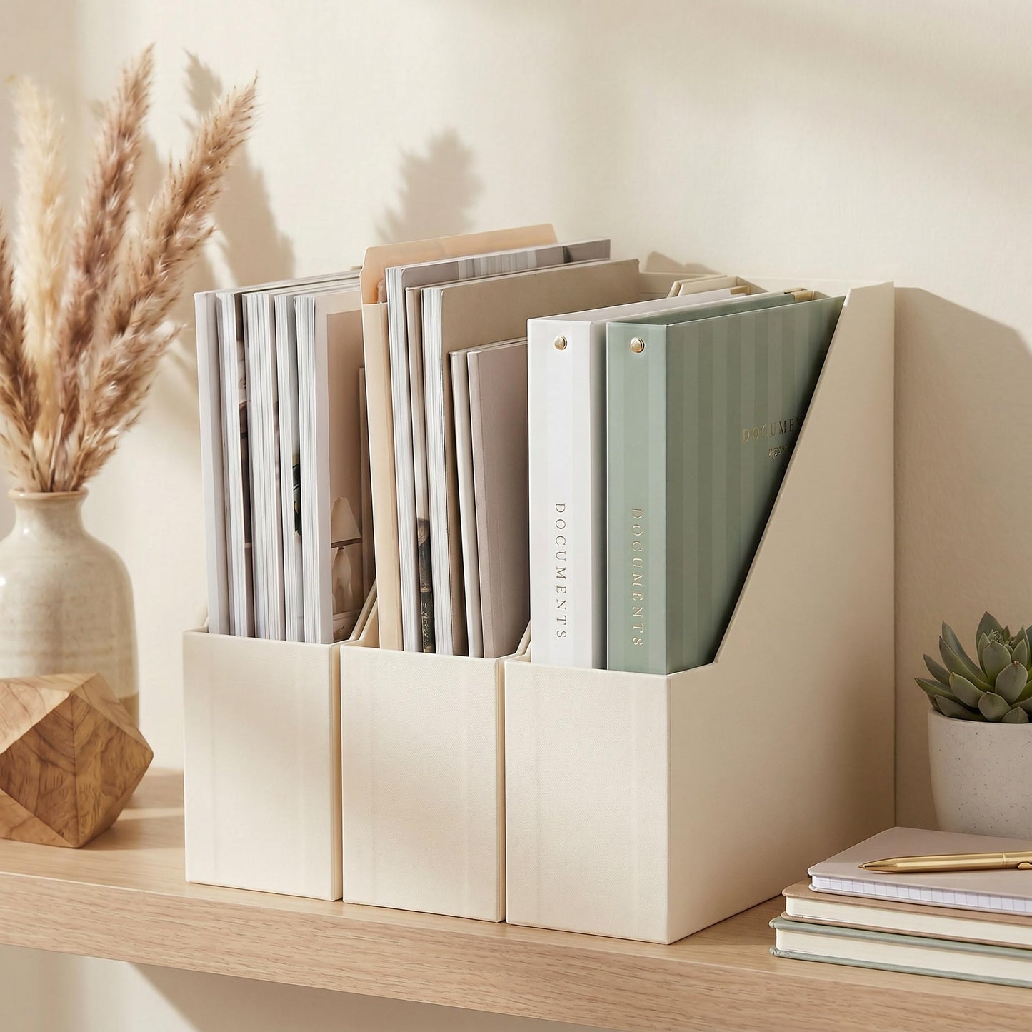 Beautiful Magazine Holder Set of 3 - Sturdy File Holder to Organize Your Desk Or Shelves - The Perfect Office Storage to Effortlessly Organize Your Paperwork/Files, Magazines, Books Or Binders
