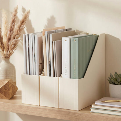 Beautiful Magazine Holder Set of 3 - Sturdy File Holder to Organize Your Desk Or Shelves - The Perfect Office Storage to Effortlessly Organize Your Paperwork/Files, Magazines, Books Or Binders