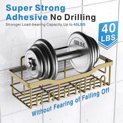 EUDELE 5-Pack Rustproof Stainless Steel Shower Caddy – No Drill Adhesive