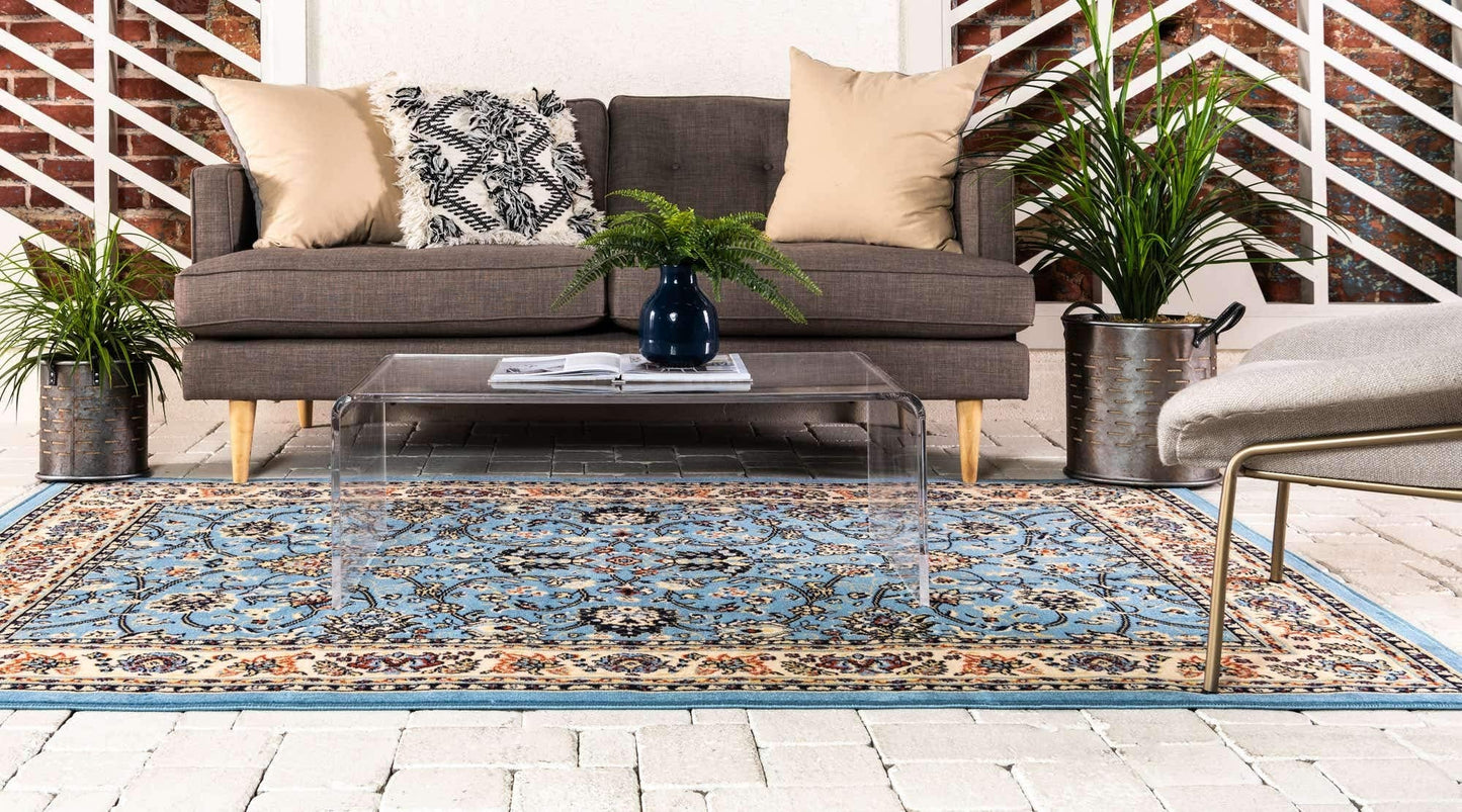 Unique Loom Sialk Hill Collection Area Rug - Washington (4' 1" x 6' 1" Rectangle, Light Blue/ Navy Blue)