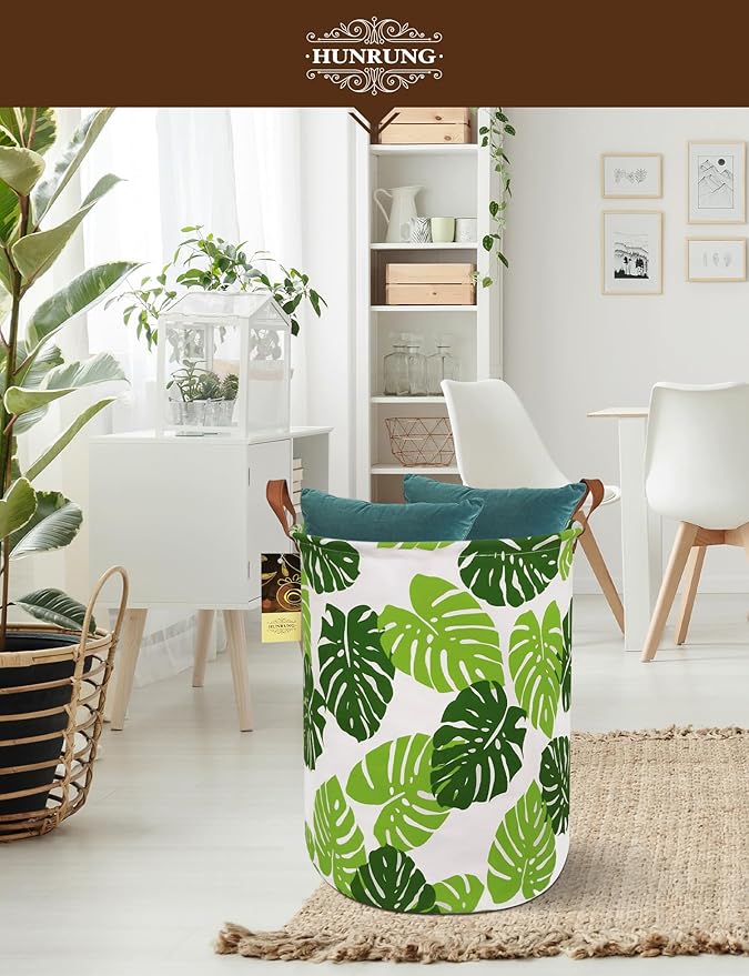 HUNRUNG Laundry Hamper, Large Canvas Fabric Lightweight Storage Basket Toy