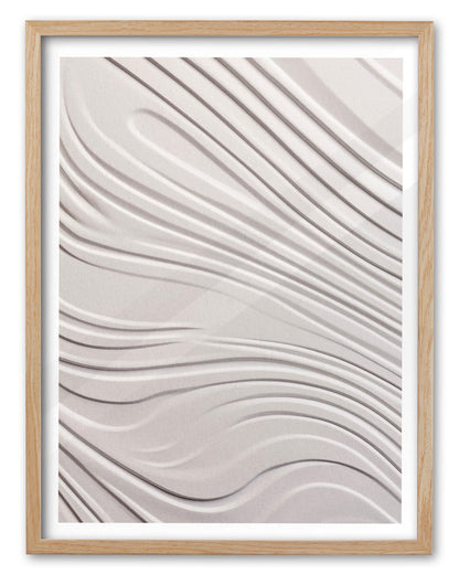 EcoHest Abstract Zen 3D Illusion Wall Art, 12x16in OAK Wood Framed Minimalist Flat Canvas with Soft Lines Design, Modern Japandi Style Decor for Bedroom, Living Room, 1 Pack