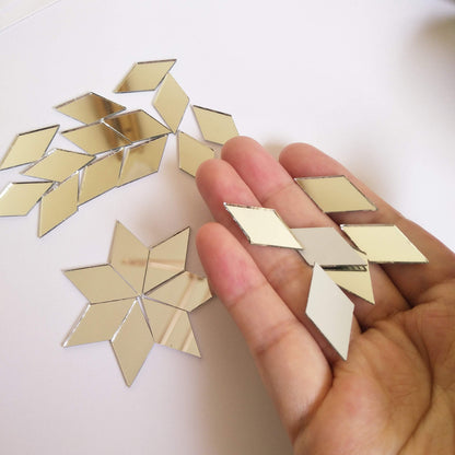 Set of 200pcs RUIXUAN Diamond Shape Mosaic Tiles Mirror Glass Home Decoration Crafts DIY Accessory (1/2x1inch)