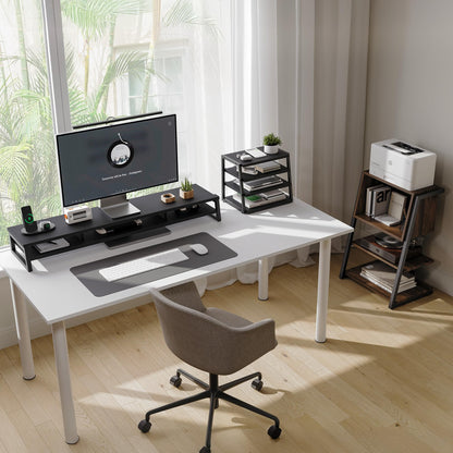 Fenge Dual Monitor Stand Riser & 4 Tier Desktop Organizer, Black