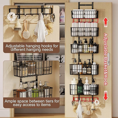 Adjustable Over The Door Organizer, Metal Hanging Door Organizer