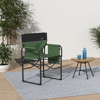 SUNNYFEEL Camping Directors Chair, Heavy Duty,Oversized Portable Folding Chair with Side Table, Pocket for Beach, Fishing,Trip,Picnic,Lawn,Concert Outdoor Foldable Camp Chairs