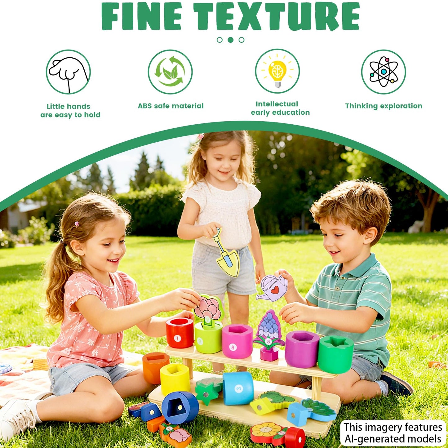 Scuwtocn Montessori Toys Wooden Flower Garden for 2 Year Old Girls