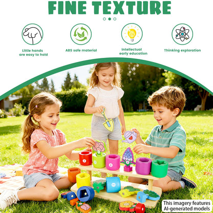 Scuwtocn Montessori Toys Wooden Flower Garden for 2 Year Old Girls