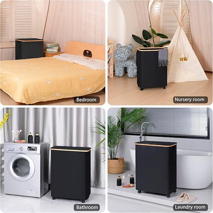 Lagre Laundry Basket with Wheels, Laundry Hamper with Lid, 160L Clothes Hamper