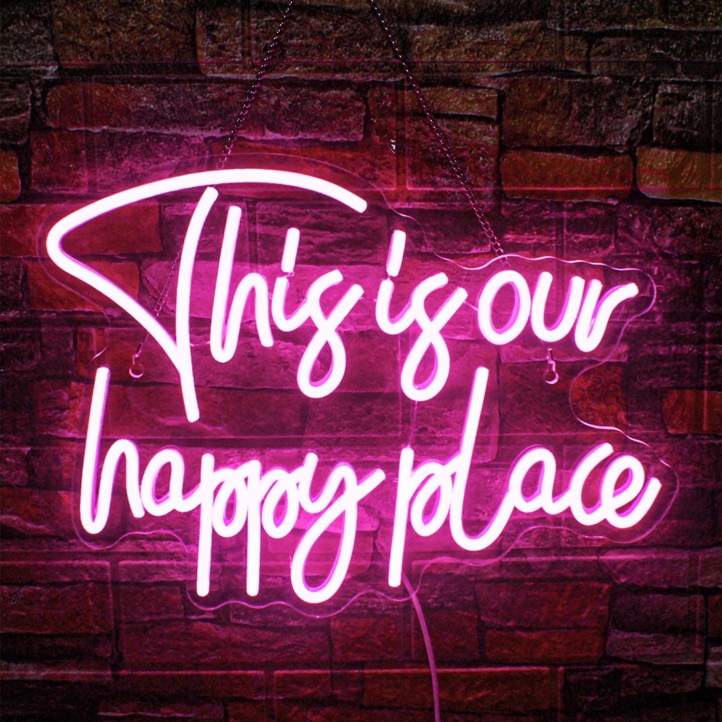 NOSUN This is Our Happy Place Neon Sign Happy Place Neon Signs for Wall Decor Dimmable Warm White LED Signs for Bedroom Classroom Man Cave Home Bar Birthday Party Game Zone Decor Neon Classroom Sign