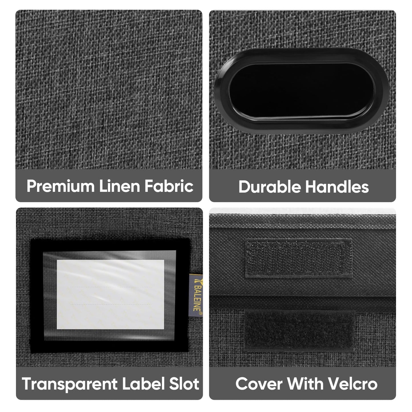 BALEINE File Organizer Box with Lid, Collapsible File Folder Organizer with Plastic Slide, Hanging File Folder Box for Office Document Storage (2 Pack, Black)