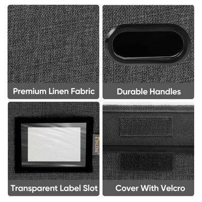 BALEINE File Organizer Box with Lid, Collapsible File Folder Organizer with Plastic Slide, Hanging File Folder Box for Office Document Storage (2 Pack, Black)