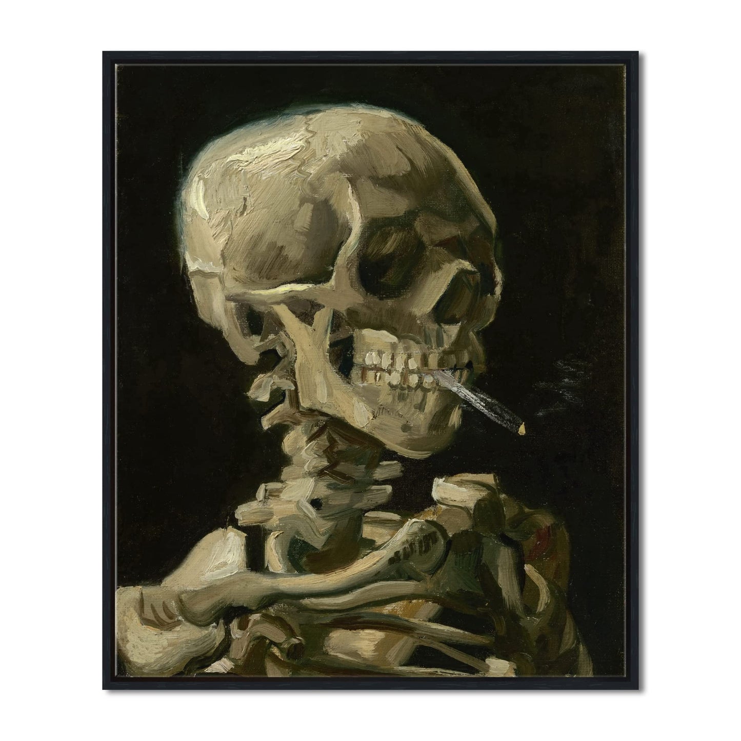 Wieco Art Skull of a Skeleton with Burning Cigarette, 1886 by Vincent Van Gogh Canvas Wall Art for Home Decor and Wall Decor Post-impressionism Canvas Prints Pictures Artwork