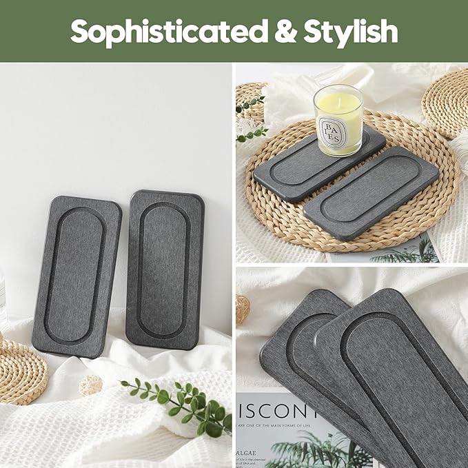 2Pack Diatomite Stone Coasters Water Absorbing Sink Tray