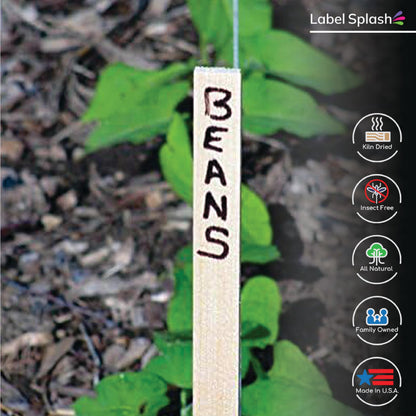 25 Pack Wooden Garden Stakes, 12" Long x 3/4" Wide, Made in USA Pine Plant Markers, Chisel Point Yard Stakes for Gardening, Row Labels, Signs & Crafts