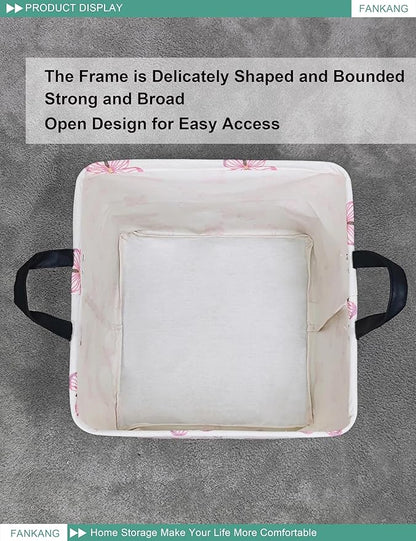 FANKANG Square Nursery Hamper Storage Bins Canvas Laundry Basket Foldable
