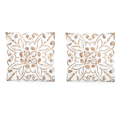 Handmade Wooden Trivet For Hot Dishes Plates & Pots Holder Hot Pad For Kitchen & Dining Table Decor Cookware Heat Resistant Rustic Decorative Carvings 8 Inches Home & Dining Table Essentials(Set of 2)