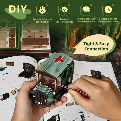 MiniCity Book Nook Kit, DIY Miniature Dollhouse Kit 3D Puzzles for Adults Tiny House Mini Home Craft Bookshelf Nook Puzzle Book Decor Gifts for Teenagers Book Lovers (The Radium Lady)