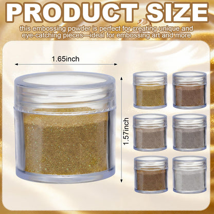 Heigble 6 Pcs 0.5 Ounce Glitter Embossing Powder Set for DIY Crafts Greeting Cards Making Scrapbooking Wedding Invitations (Silver,Copper)