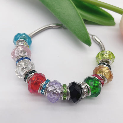 200 PCS Silver Plated Mix Color Beads for Jewelry Making - 10MM, Large Hole (4.5MM), Fit European Bracelets & Snake Chain