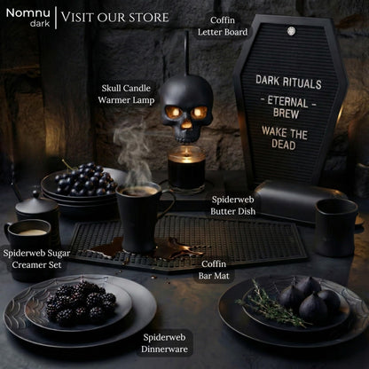 Nomnu Coffin Letter Board Black +3D Bat Stickers +650 Characters, Spooky Seasonal Emojis, Wooden Stand - 17x10.5 Inches - Coffin Shaped Goth Decor Sign Halloween Decorations Gothic Decor Birthday Home Spooky Gifts