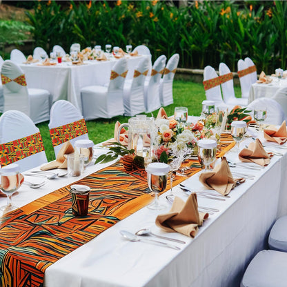Newwiee 24 Pcs African Kente Chair Sashes Spandex African Kente Chair Covers Animal Print Elastic Chairs Sashes Bow Polyester Bands Ties Without Buckle for Animal Safari Theme Party Birthday Decor