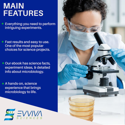 Evviva Sciences Nutrient Agar Petri Dishes Science Project Kit, Pre-Poured Agar Plates for Science Experiments, with Experiment eBook