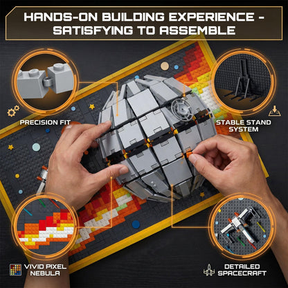 APENGBAOL Oblivion Star 3D Building Block Wall Art Set, 1566 PCS Mini Bricks Space Planet Model with Display Stand, Creative DIY Decor for Adults, Galaxy Inspired Construction Kit
