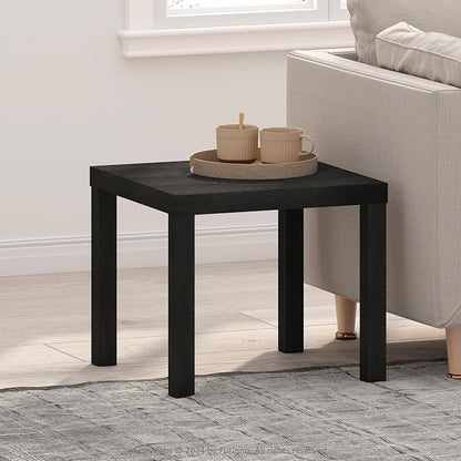 Furinno Classic Coffee Table, Square Modern Center Table with Triple Thick Tabletop, Simple Side Table with 4 Legs, for Living Room, Bedroom, Home Office, Black