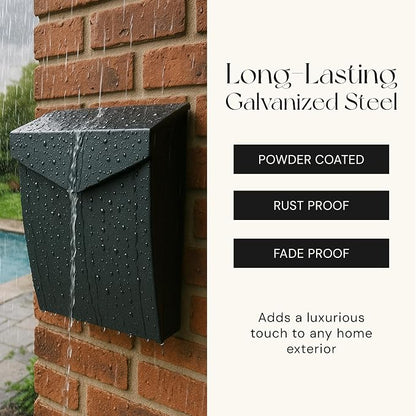 NACH Black Mailbox Wall Mount, 4.8 x 10 x 13 inch Wall Mounted Mailboxes for Outside, Waterpoof Mailbox for House - The Bradley Large Mail Box
