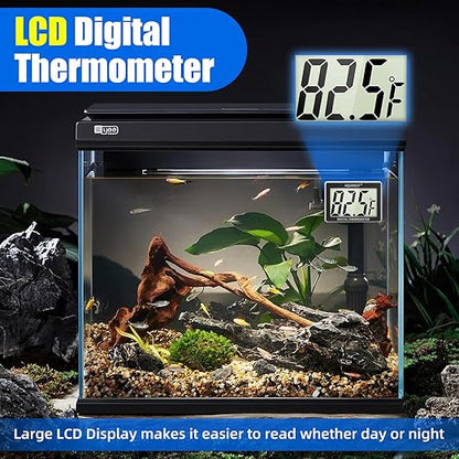 AQUANEAT Aquarium Thermometer, Fish Tank Thermometer, Aquarium Digital Temperature Gauge, with Large LCD Display (1 Pack)