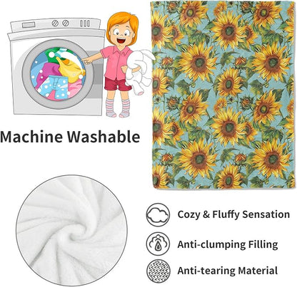 Sunflower Blanket,Vintage Yellow Floral Aesthetic Throw Blankets,Gifts for Women & Flower Lovers,Lightweight Soft Fleece,for Picnic Sofa Couch Bed Room Travel,Birthday Decor,40x50in