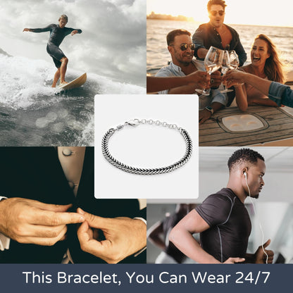 Galis Chain Bracelets For Men - Premium Stainless Steel Mens Bracelet, Silver Plated Non Tarnish Bracelet - This Snake Chain, Stylish Gifts For Him 7.5"