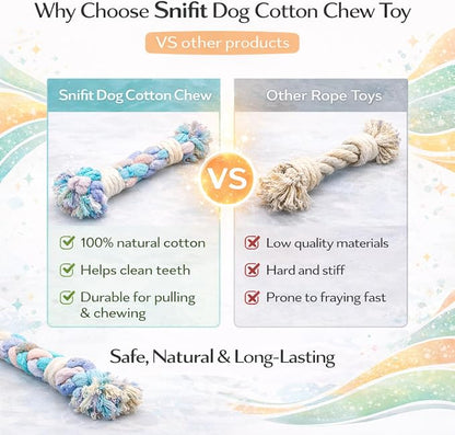 Dog Rope Toy – Eco-Friendly Durable Cotton Dog Chew Toy for Aggressive Chewers & Puppies – Interactive Molar Teeth Cleaning, Perfect for Small & Medium Dogs (10in), Safe, Non-Toxic, Fun Play
