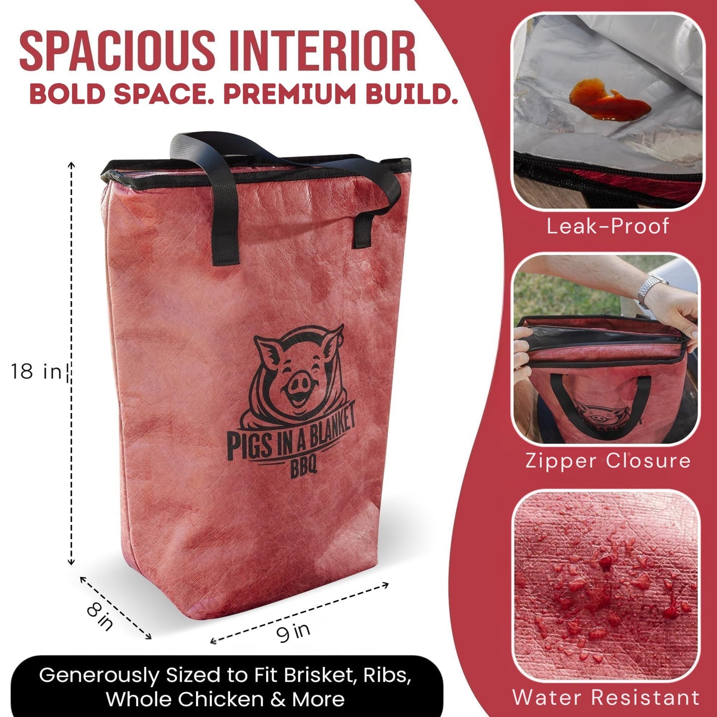 BBQ Blanket for Resting Meat (18in). Washable Insulated BBQ Bag, Reusable Meat Resting Cooler, for Brisket/Pork/Steak Gifts for Husband, Dad, BBQ Enthusiast, Gifts for Fathers Day