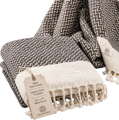 Madamelique Oversized Bath Towel 39"x71" - Pure Cotton Bath Towel for Adults - Ultra Soft & Absorbent, Sand-Free,Quick Dry Bath Sheet for Spa, Pool, Large Travel Blanket (Chocolate)